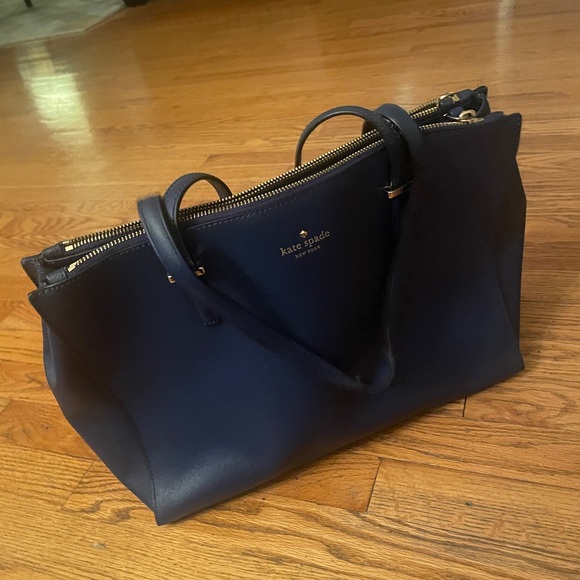 kate spade Handbags - Kate Spade Navy Blue Leather Tote